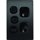 Fusion Double Vertical 10Amp Socket with Extra Switch - Black